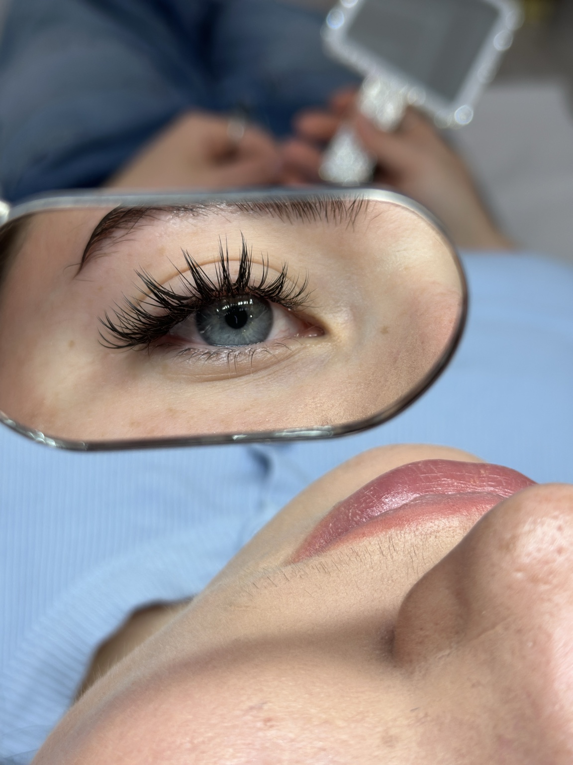 A closer view of a defined eyelash extension set